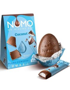 NOMO Vegansk Gaveeske med Stort Sjokoladeegg og Sjokoladebar med Kokossmak 153 gram