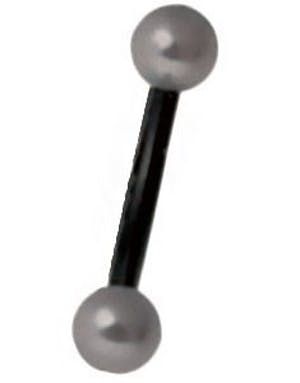Svart Banan Øyenbrynspiercing med Grå Perler- 1.2 x 8 mm