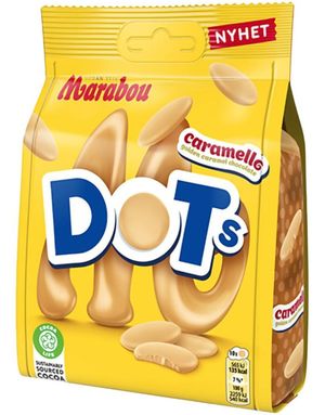 Marabou Dots Caramello - Hvite Sjokoladebiter med Karamellsmak 120 gram
