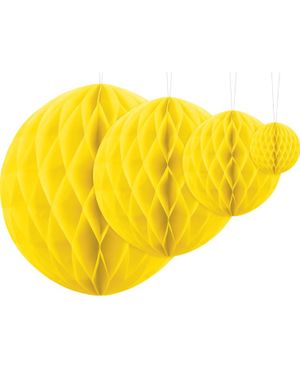 Gul Honeycomb Ball VELG STØRRELSE 10-40 cm