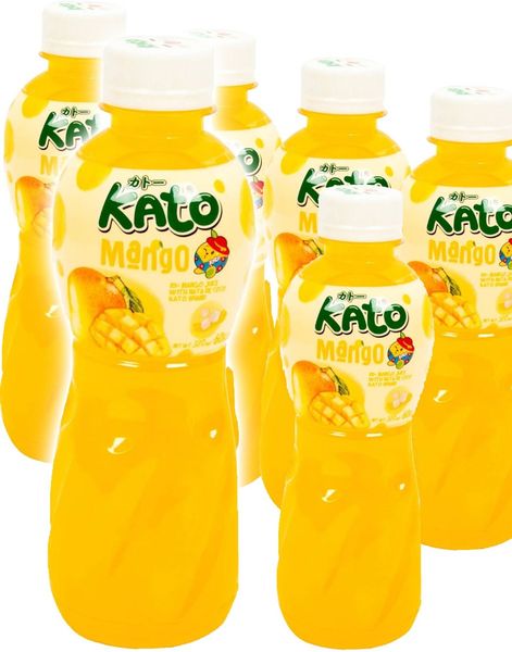 6 stk Kato Fruit Juice Nata De Coco Mango - Juice med Mangosmak og Kokosgelebiter - Hel Pakke 6x320 ml (Thailand)