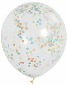 6 stk 30 cm Gjennomsiktige Ballonger med Flerfarget Konfetti