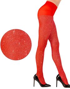 Strømpebukse med Glitter - Rød