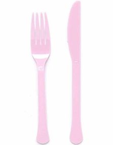 24 Delers Gjenbrukbart Lys Rosa Plastbestikk