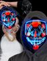 El Wire Purge - Svart Maske med Blått LED-Lys - 3 Lys Innstillinger