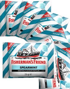 24 stk Sukkerfri Fisherman's Friend med Smak av Spearmint 25 g - Hel Eske