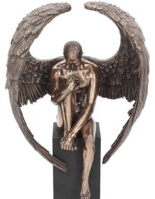 Angel's Reflection - Kontemplerende Englefigur i Bronse 26 cm