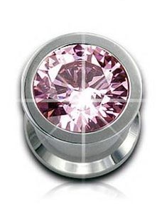Piercing Plugg med Innrammet Rosa Sten