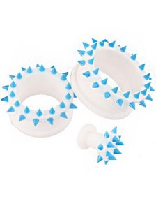 Hvit Piercing Tunnel med Blå Spikes