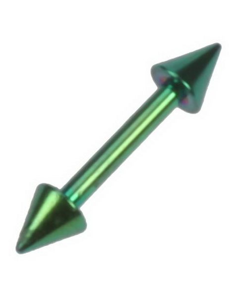 Rett Grønn Øyenbrynspiercing med Spikes - 1,2 x 8 mm