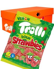 1801267200_118 stk Trolli Sour Strawbies - Sure Jordbær - Hel Eske