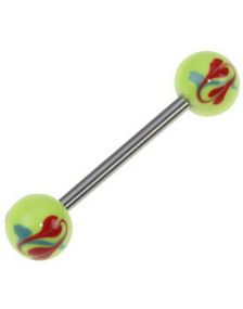 Design Flower Yellow - Håndmalt Tungepiercing