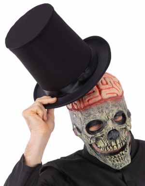 Heldekkende Latex Skjelett/Zombiemaske med Eksponert Hjerne og Bevegelig Kjeve