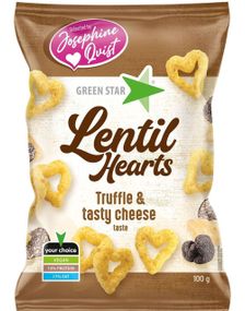 Green Star Lentil Hearts Truffle & Tasty Cheese - Veganske Linsechips 100 gram