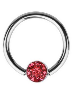 BCR Piercing with Sprakling Red Stone