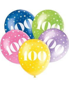 100-Års Feiring - 5 stk Flerfarget Ballonger 30,4 cm