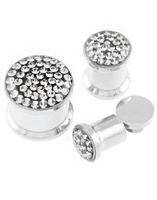 Piercing Plugg Dekorert med Grå Stener