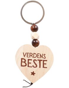 Nøkkelring med Trehjerte og Perler - Verdens Beste