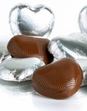 1 kg Whitakers Sølvfargede Hjertesjokolader
