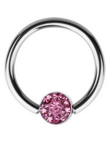 BCR Piercing with Sprakling Pink Stone