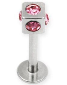 Tøff Labret med Firkantet Kule med Rosa Stener