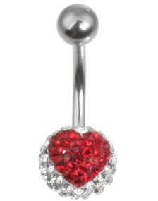 Sparkling Heart Navlepiercing - Hvit/Rød