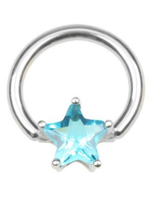 BCR Piercing med Stjerneformet Lys Blå Sten