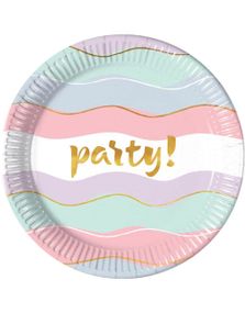8 stk Pastellfargede Party Papptallerkener 23 cm 