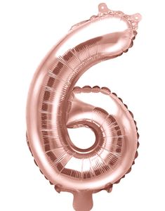 Tallet 6 - Rose Gullfarget 35 cm Folieballong