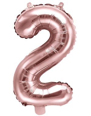 Tallet 2 - Rose Gullfarget 35 cm Liten Folieballong