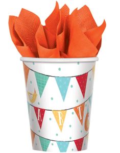 8 stk Kopper med Høner 250 ml - Farm Party