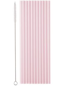 12 stk Rosa Gjenbrukbare Sugerør 23 cm