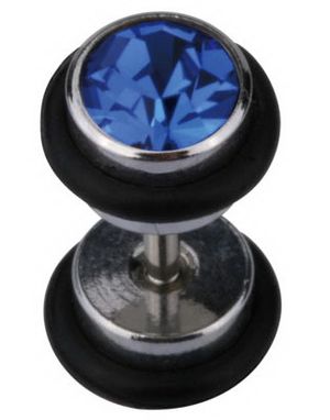 Fake Piercing med To Kuler & Blå Stener