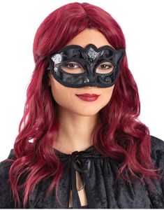 Venetian Svart Øyemaske med Glitter