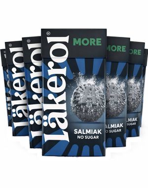 16 stk Läkerol More Salmiak No Sugar - Sukkerfrie Pastiller med Salmiakksmak - Hel Eske 480 gram