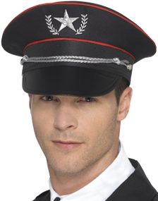 Svart Deluxe Militærhatt med Bånd