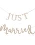 Just Married Banner i Tre 1,5 m - Botanisk Bryllup