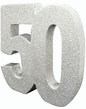 Sølvfarget Glitrende 50 År Borddekorasjon 20 cm