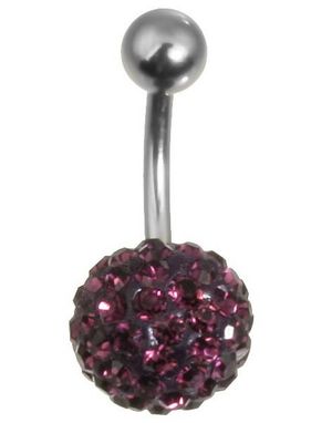 Navlepiercing med Kule av glitrende Mørk Rosa Stener