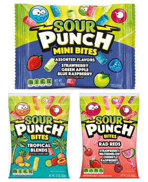 Taste Them All - Sour Punch Bites Vingummi - Tre Varianter - Pakketilbud