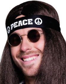 Svart Peace Hippie Hårbånd