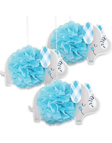 3 stk Baby Blue Elephant - Honeycomb 23 cm