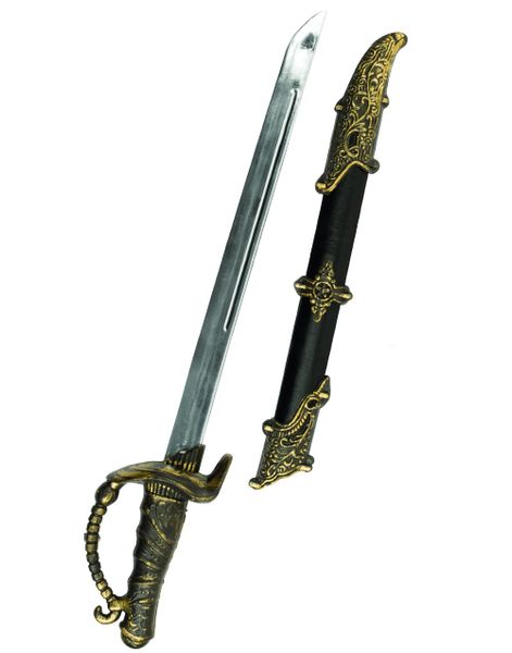 Svart og Gullfarget Piratsverd med Slire 51 cm