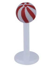 Candy Stripes Labret - Hvit/Rød - Strl 1,2x8x4mm 