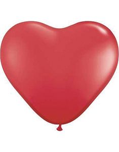 6 stk 40 cm - Store Hjerteformede Røde Ballonger