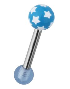 Tragus/Helix Ørepiercing m/Stjerner - Blå/Hvit