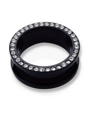 Svart Piercing Tunnel med Klare Stener