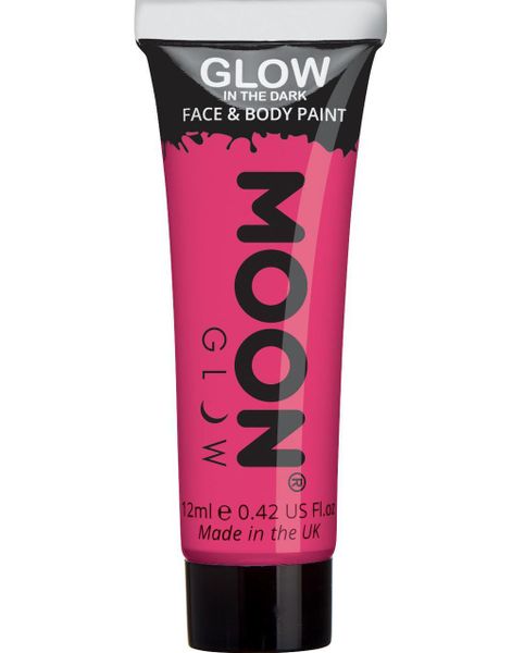 Rosa Glow in the Dark Ansikt- og Kroppsmaling 12 ml