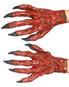 Røde Latex Djevelhansker med Klør