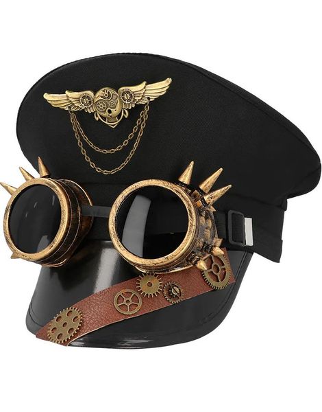 Steampunk Offisershatt med Briller
